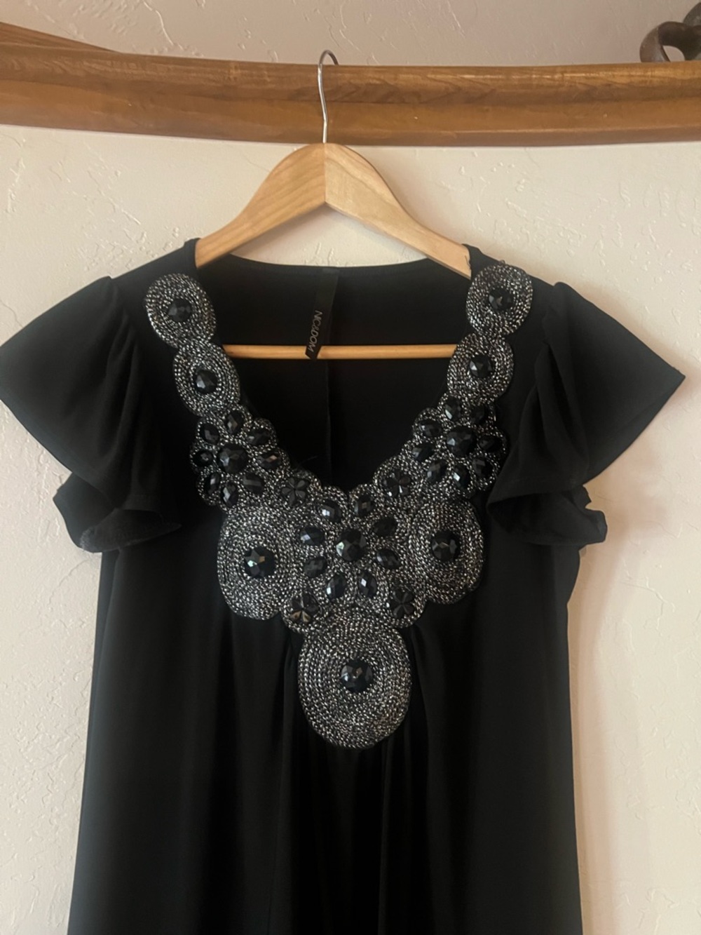 Norton McNaughton Black Embellished V-Neck Dress